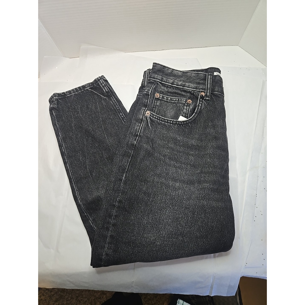 Zara Bliss Mom Jeans Size 31 High Waist Button Fly Cropped 100% Cotton NWT - Picture 7 of 11